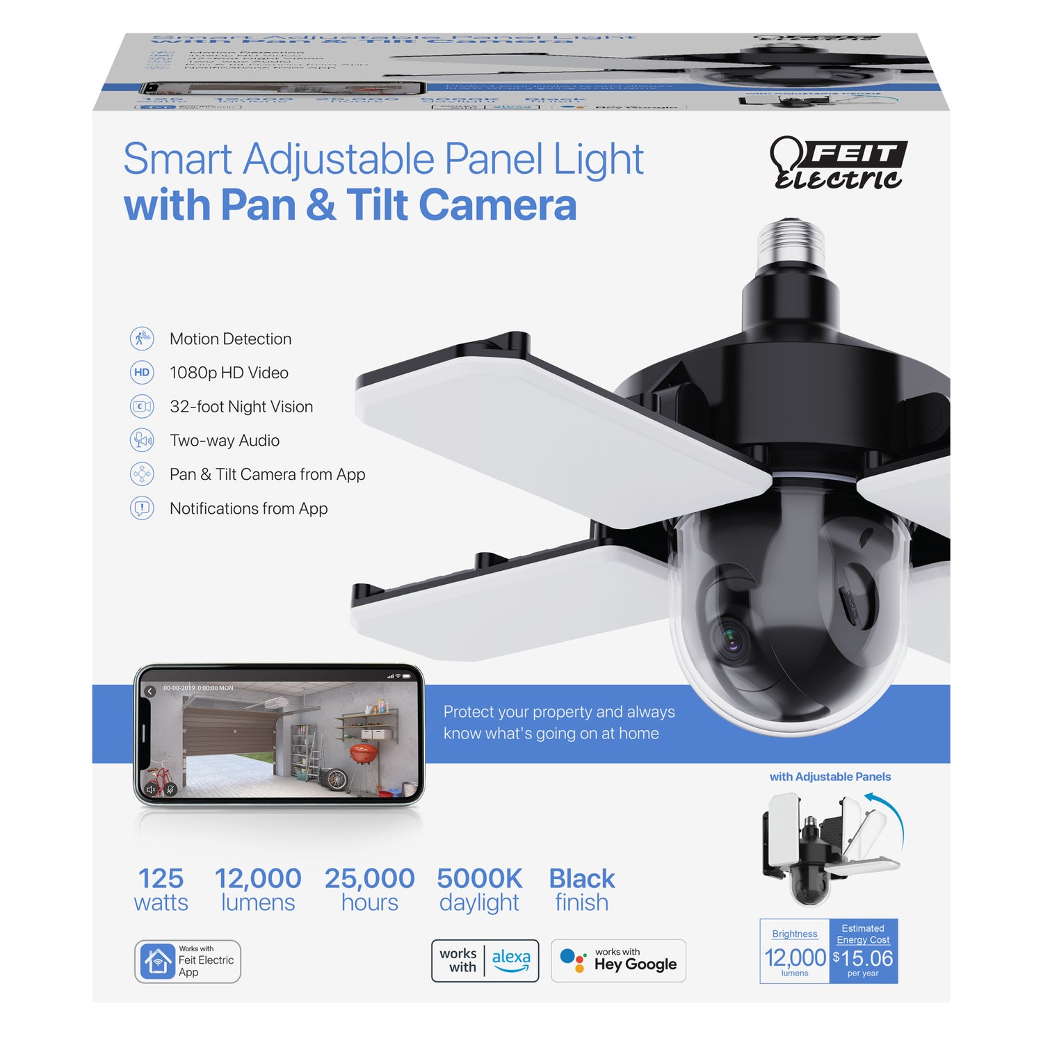 Smart Adjustable Panel Light With Pan And Tilt Camera