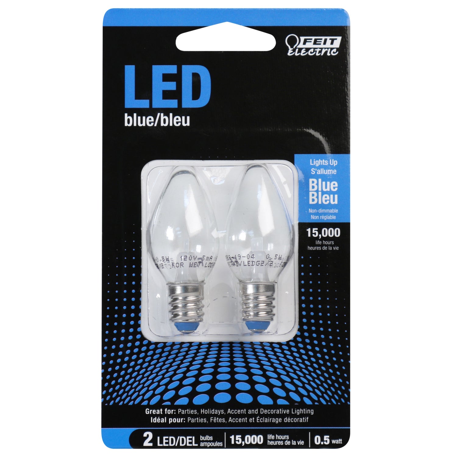 Blue C7 Holiday & Party LED Light Bulb (2-Pack)