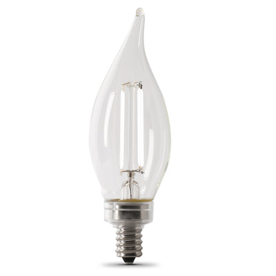 3.3W (40W Equivalent) Daylight White (5000K) BA10 (E12 Base) Flame Tip Exposed White Filament LED Bulb (2-Pack)