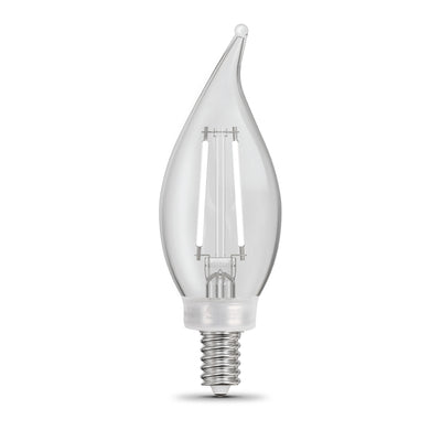 5.5W (60W Replacement) Daylight (5000K) B10 Candelabra (E12 Base) Dimmable Flame Tip Exposed White Filament Chandelier LED Bulb (4-Pack)