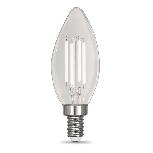 10W (100W Equivalent) Soft White (2700K) B10 Shape (E12 Base) Torpedo Tip Exposed White Filament Light Bulb (2-Pack)