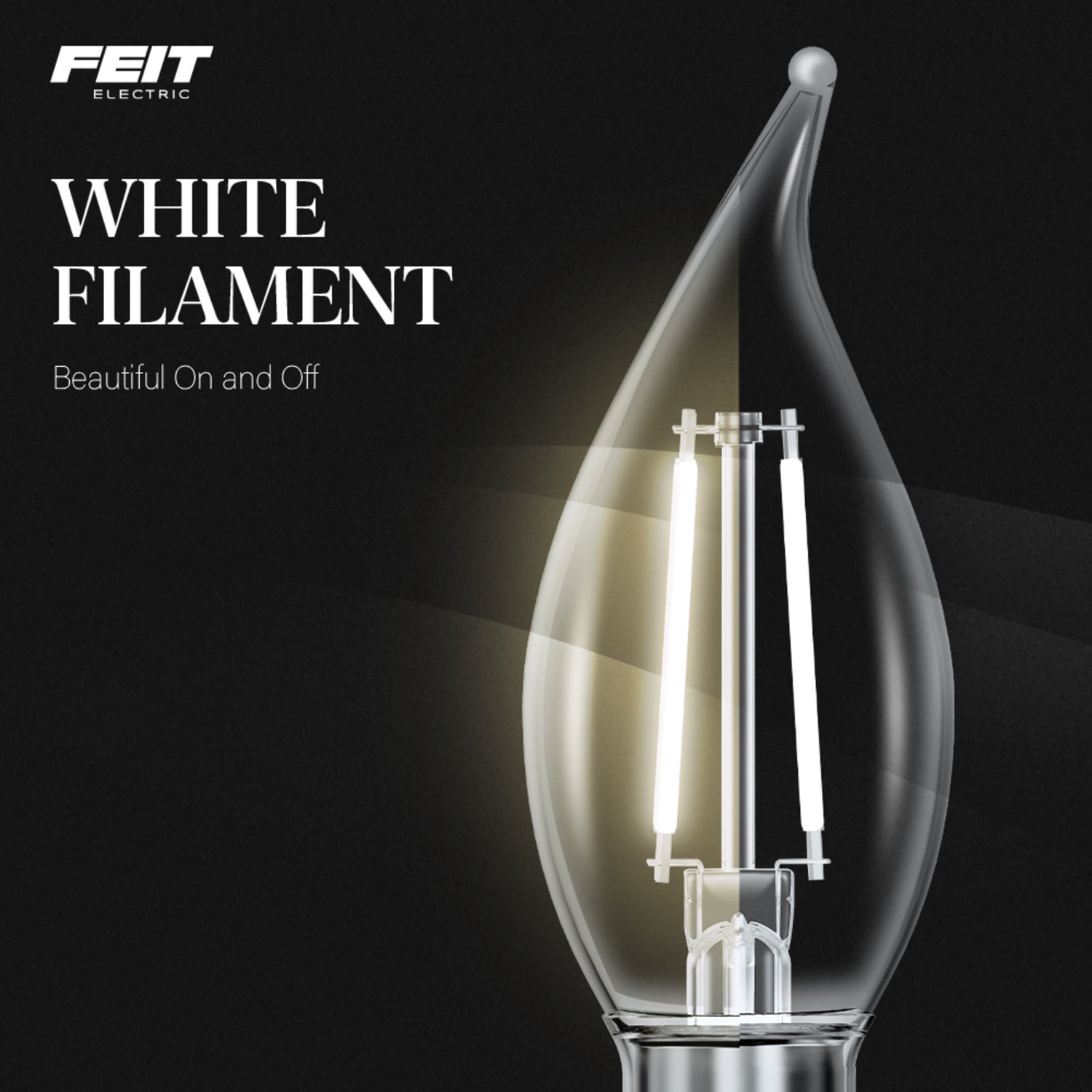 2.2W (25W Replacement) Soft White (2700K) Flame Tip BA10 (E12 Base) Exposed White Filament LED Bulb (3-Pack)