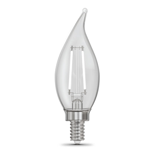 2.2W (25W Replacement) Daylight (5000K) E12 Base BA10 Flame Tip White Filament LED Bulb (3-Pack)