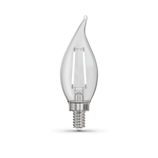 5.5W (60W Replacement) True White (3500K) Flame Tip BA10 (E12 Base) Exposed White Filament LED Bulb (3-Pack)
