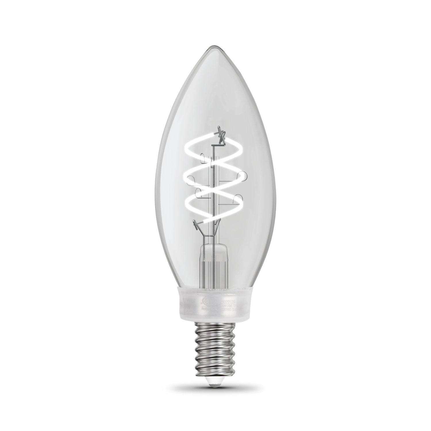 5.2W (60W Equivalent) Daylight (5000K) B11 Shape (E12 Base) Torpedo Tip Spiral Designer White Filament Bulb (2-Pack)