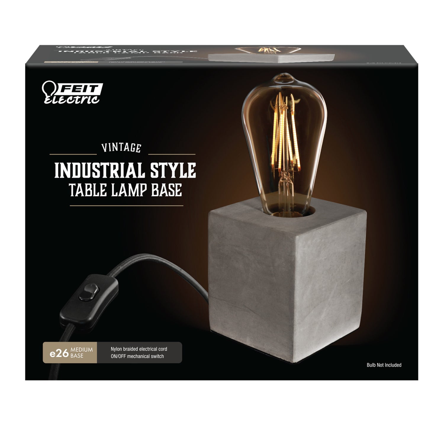 3.5 in. Cube Vintage Industrial Style Table Lamp Base (No Bulb or Shade Included)