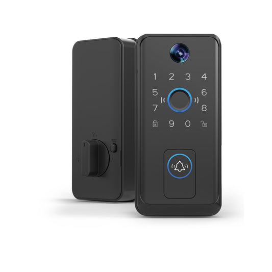 Smart Door Lock with Camera Doorbell, Matte Black
