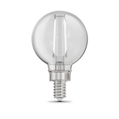 5.5W (60W Replacement) True White (3500K) G16 1/2 Globe Shape (E12 Base) Exposed White Filament LED Bulb (2-Pack)