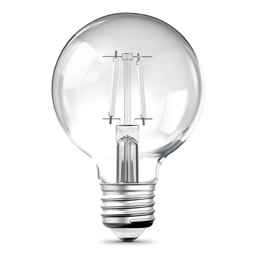 5.5W (60W Replacement) Adjustable White E26 Base Globe White Filament LED Bulb (2-Pack)