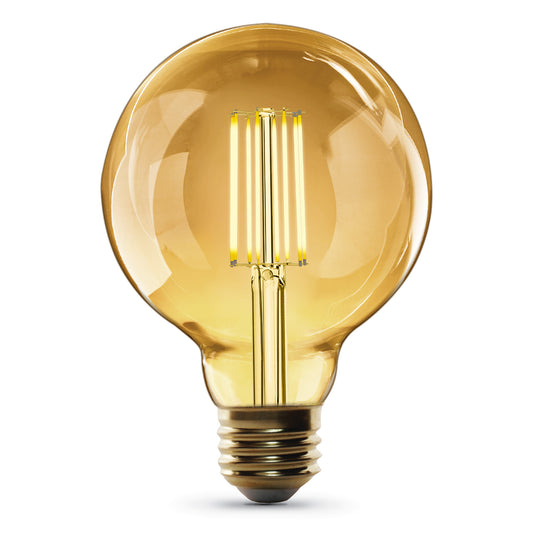 5.5W (60W Replacement) G30 E26 Cage Filament Amber Glass Vintage Edison LED Light Bulb, Warm Light