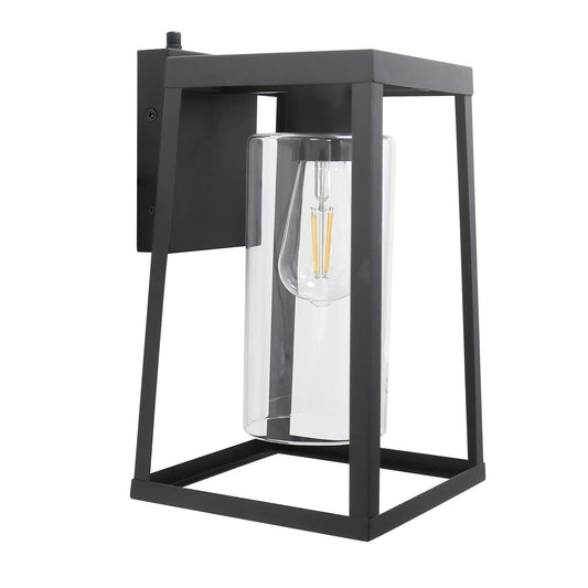 14 in. LED Outdoor Wall Lantern, Black