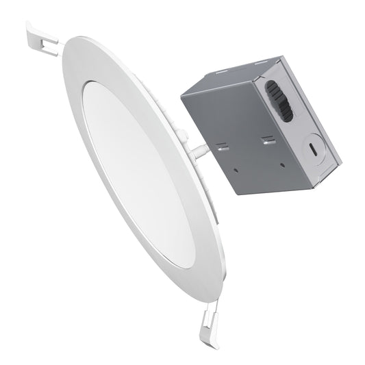 6 in. 65W Replacement Adjustable White (5CCT) Tethered J-Box LED Downlight
