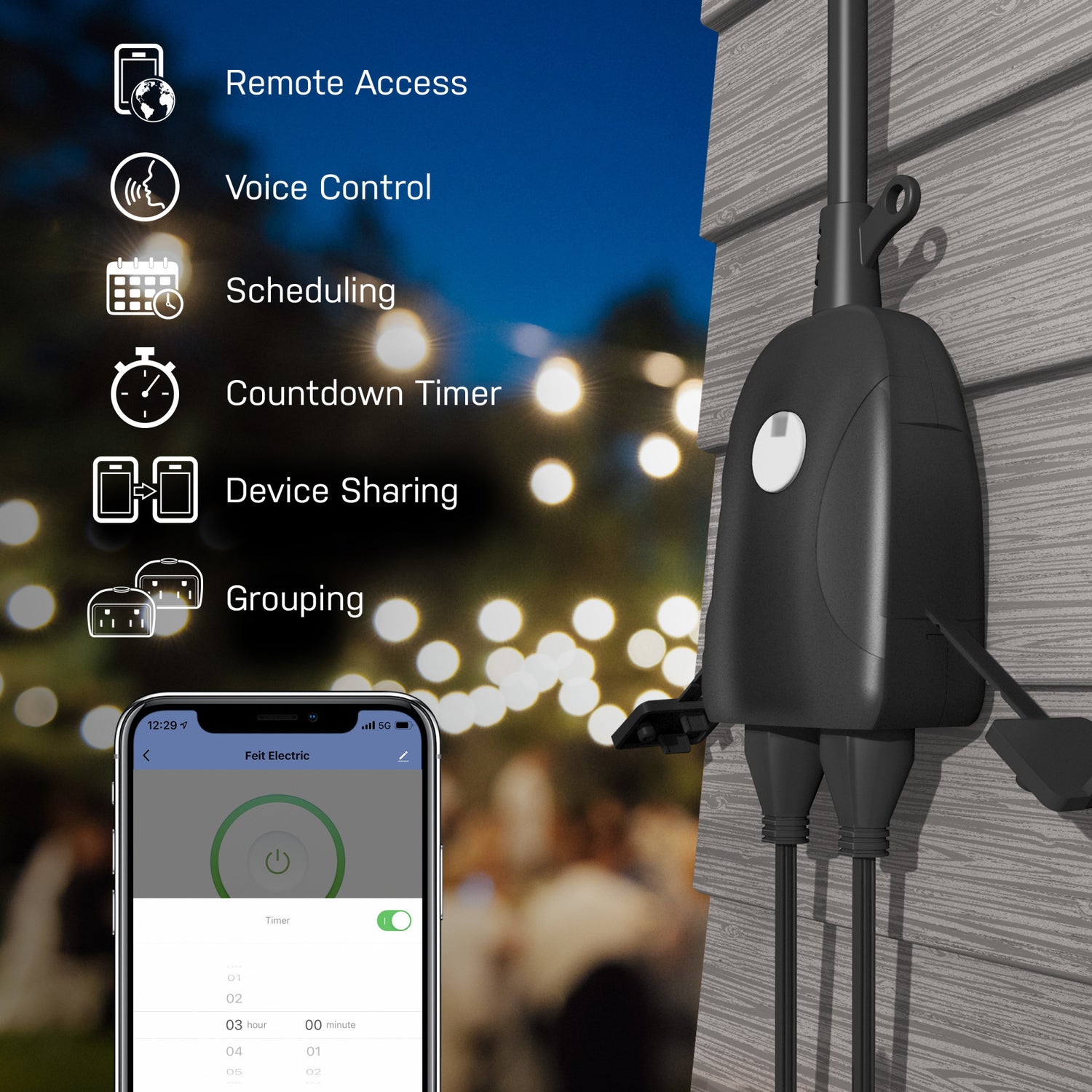 Dual Outlet Outdoor Wi-Fi Smart Plug