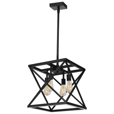 Katalyst Collection LED Decorative 4-Light Criss-Cross Pendant, Matte Black