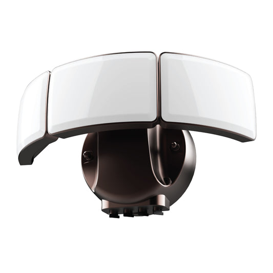 10.5 in. Adjustable White Triple Head Motion Security Flood Light, Bronze