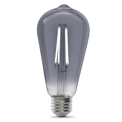5.5W (25W Replacement) ST19 E26 Dimmable Straight Filament Smoke Glass Vintage Edison LED Light Bulb, Daylight
