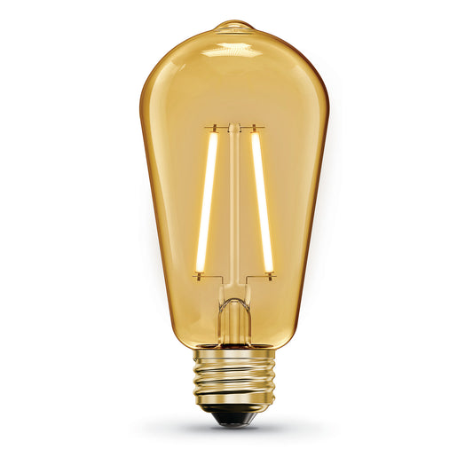 2.7W (25W Replacement) ST19 E26 Amber Glass Vintage Edison LED Light Bulb, Warm Light (4-Pack)