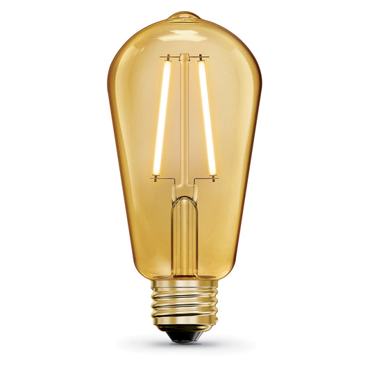 5W (40W Replacement) ST19 E26 Amber Glass Vintage Edison LED Light Bulb, Warm Light (4-Pack)