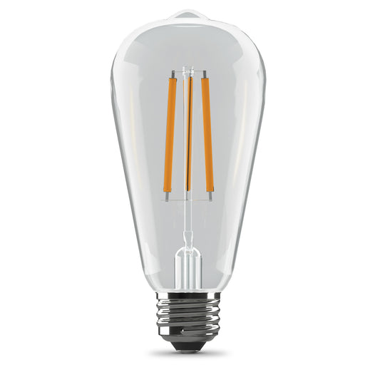 8.8W (60W Replacement) ST19 E26 Dimmable Straight Filament Clear Glass Vintage Edison Enhance LED Light Bulb, Soft White (4-Pack)