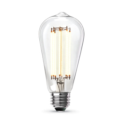 8.8W (60W Replacement) ST19 E26 Dimmable Straight Filament Clear Glass Vintage Edison LED Light Bulb, Bright White