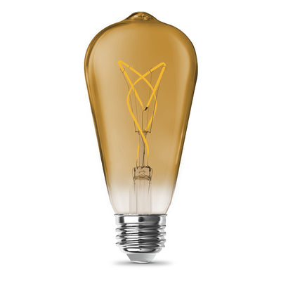 8.2W (60W Replacement) ST19 E26 Spiral Filament Amber Glass Vintage Edison LED Light Bulb, Warm Light