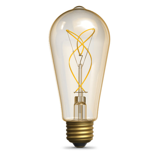 3.8W (40W Replacement) Amber ST19 E26 Dimmable Vintage Knot Filament Edison LED Bulb, Warm Light (2-Pack)