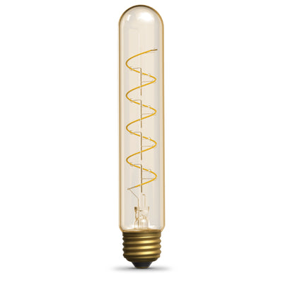 3.8W (40W Replacement) Amber T10 E26 Dimmable Spiral Filament LED Bulb, Warm Light (2-Pack)