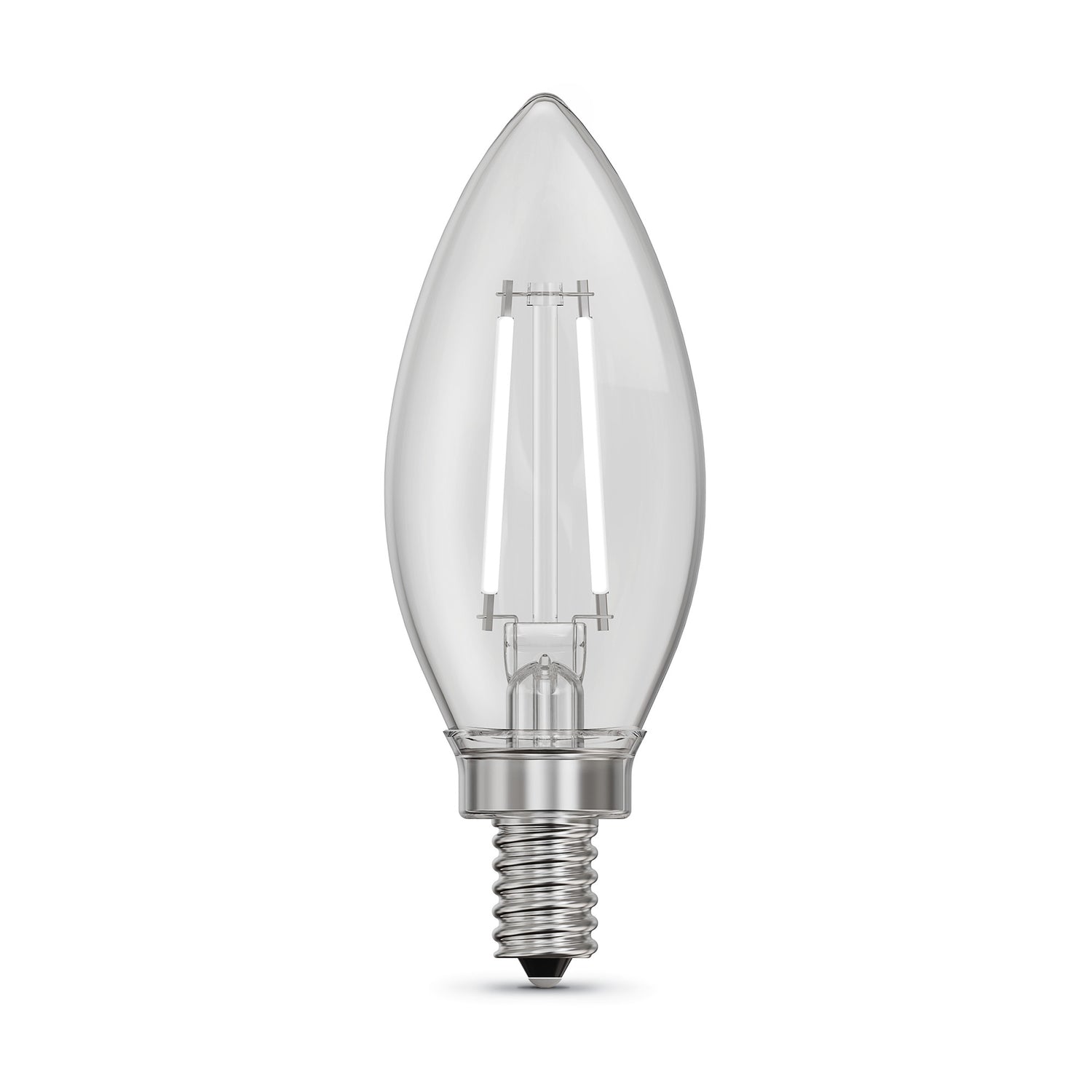 10W (100W Equivalent) Daylight (5000K) B10 Shape (E12 Base) Torpedo Tip LED Exposed White Filament Bulb (2-Pack)