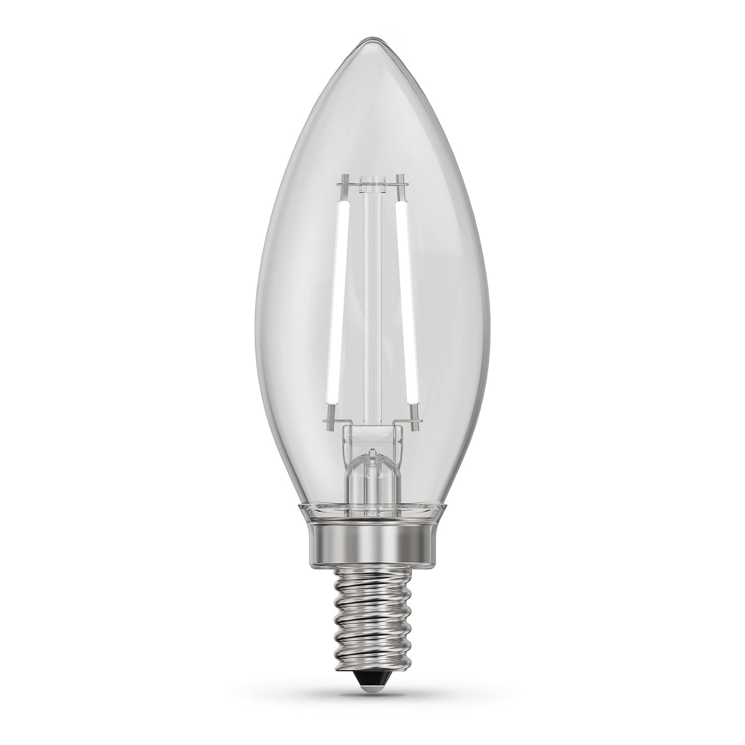 3.3W (40W Equivalent) Soft White (2700K) Chandelier B10 (E12 Base) Torpedo Tip Exposed White Filament LED Light Bulb (2-Pack)