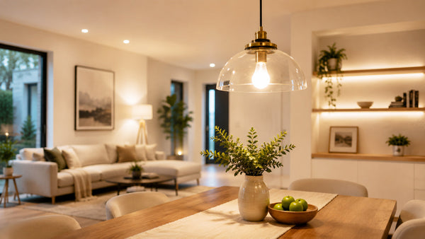 Cozy Scandinavian-style living and dining room