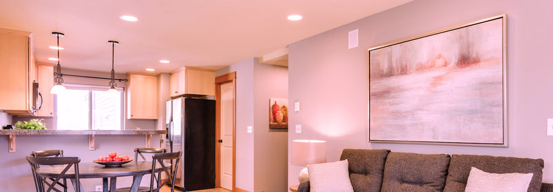 modern living room with smart recessed downlights