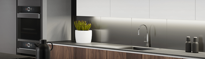 modern kitchen interior with under cabinet strip light