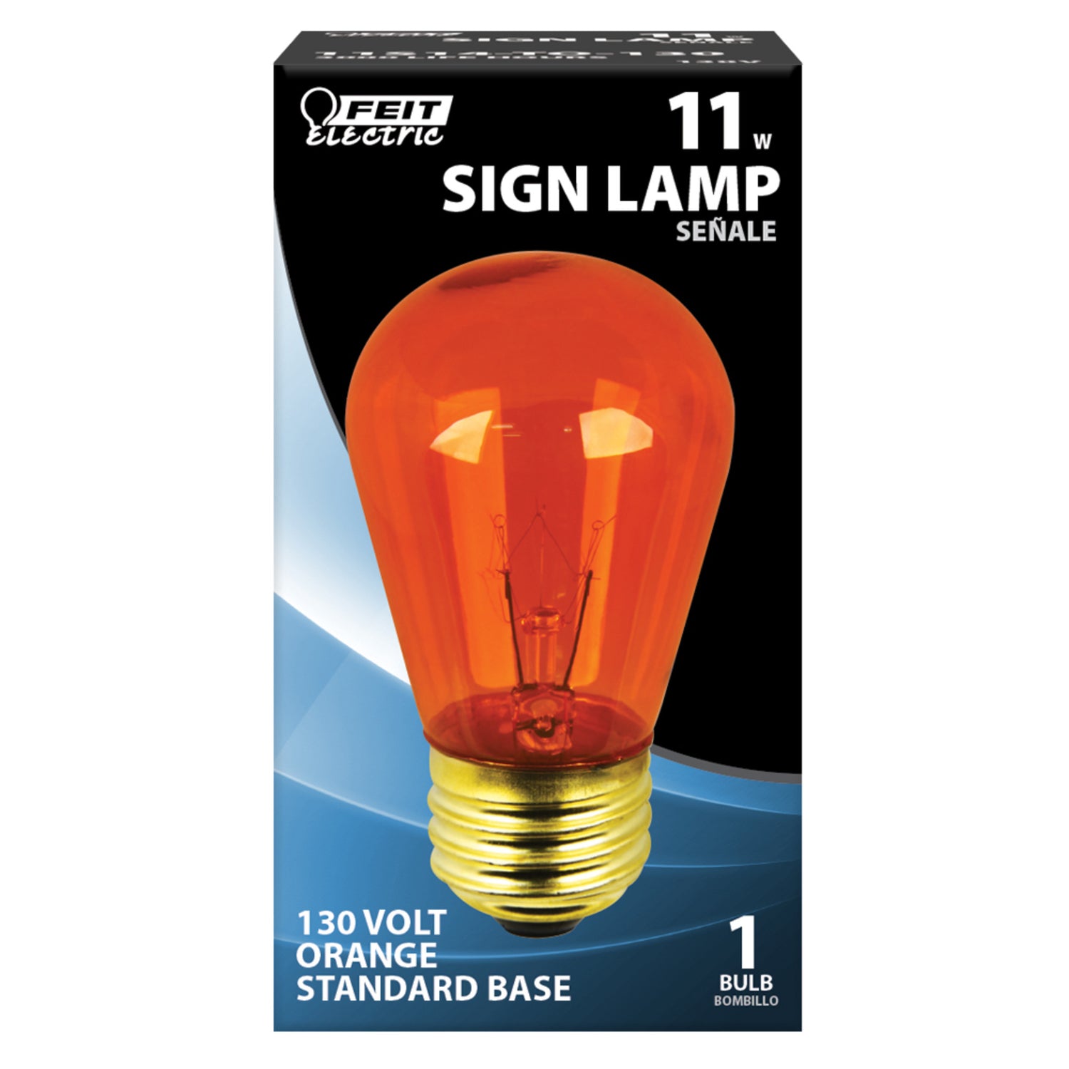 11W Orange Light S14 Base (E26 Replacement) Exposed Filament Incandescent Sign Light Bulb