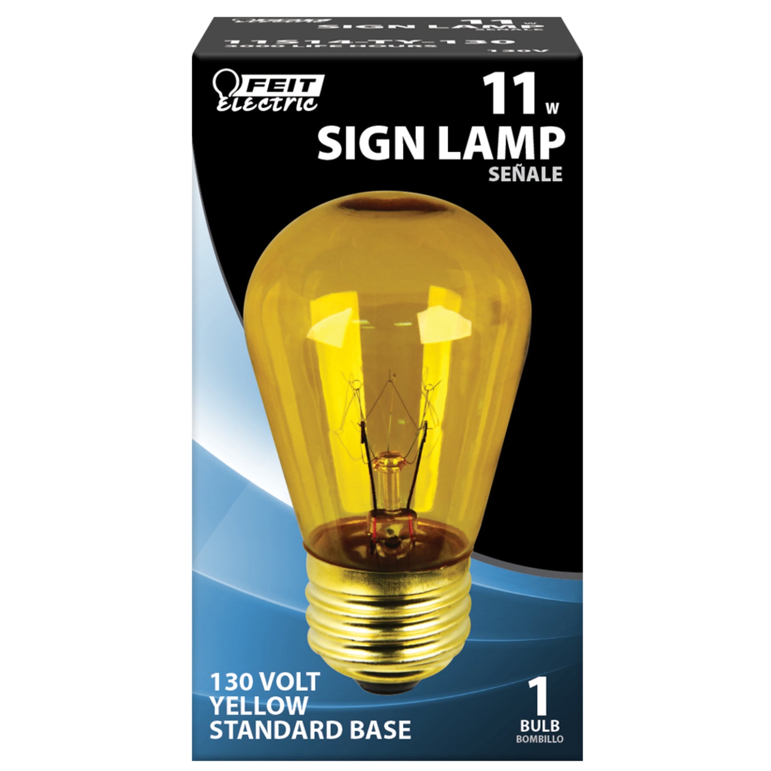 11W Yellow Light S14 Base (E26 Replacement) Exposed Filament Incandescent Sign Light Bulb