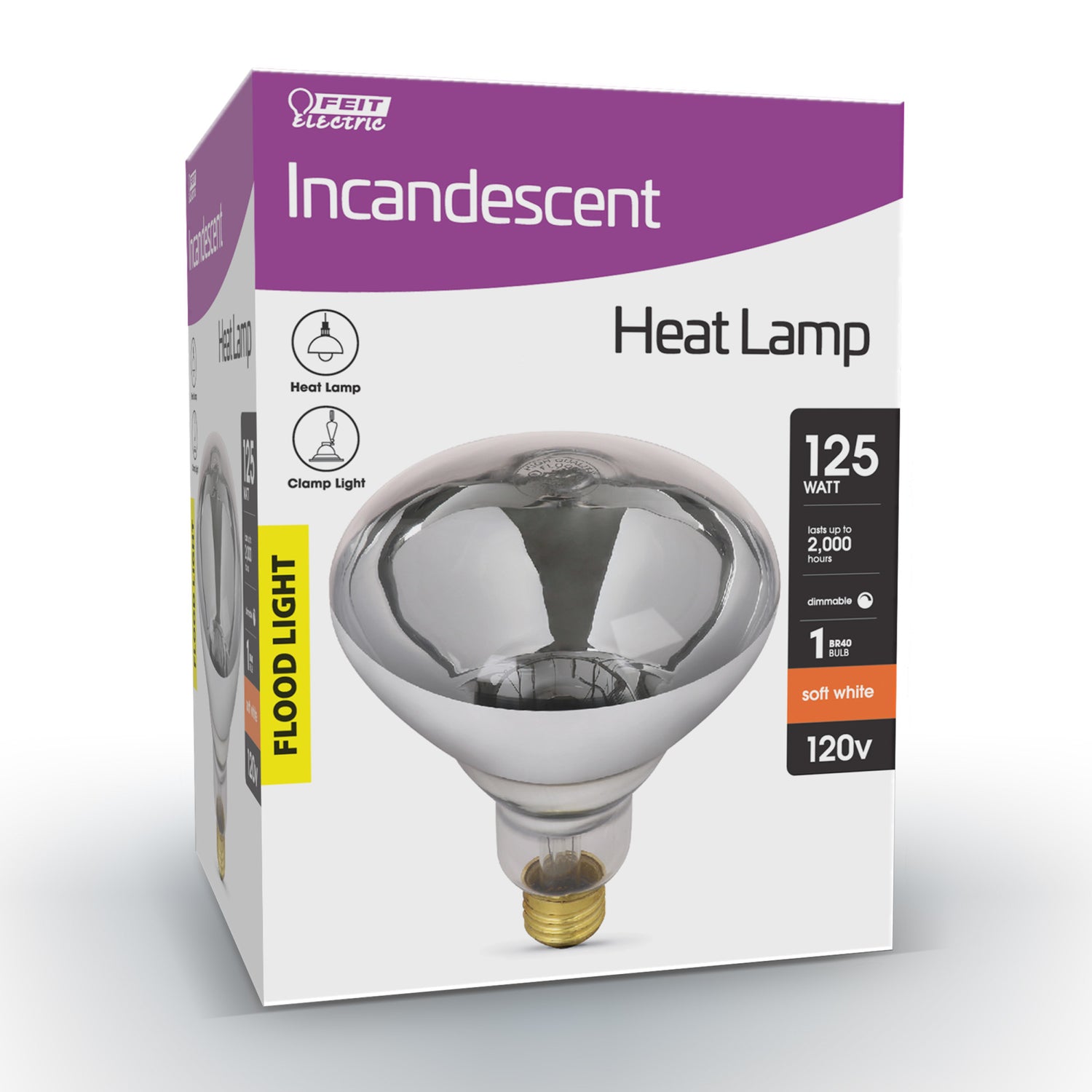 125W Clear R40 Dimmable Incandescent Heat Lamp Reflector