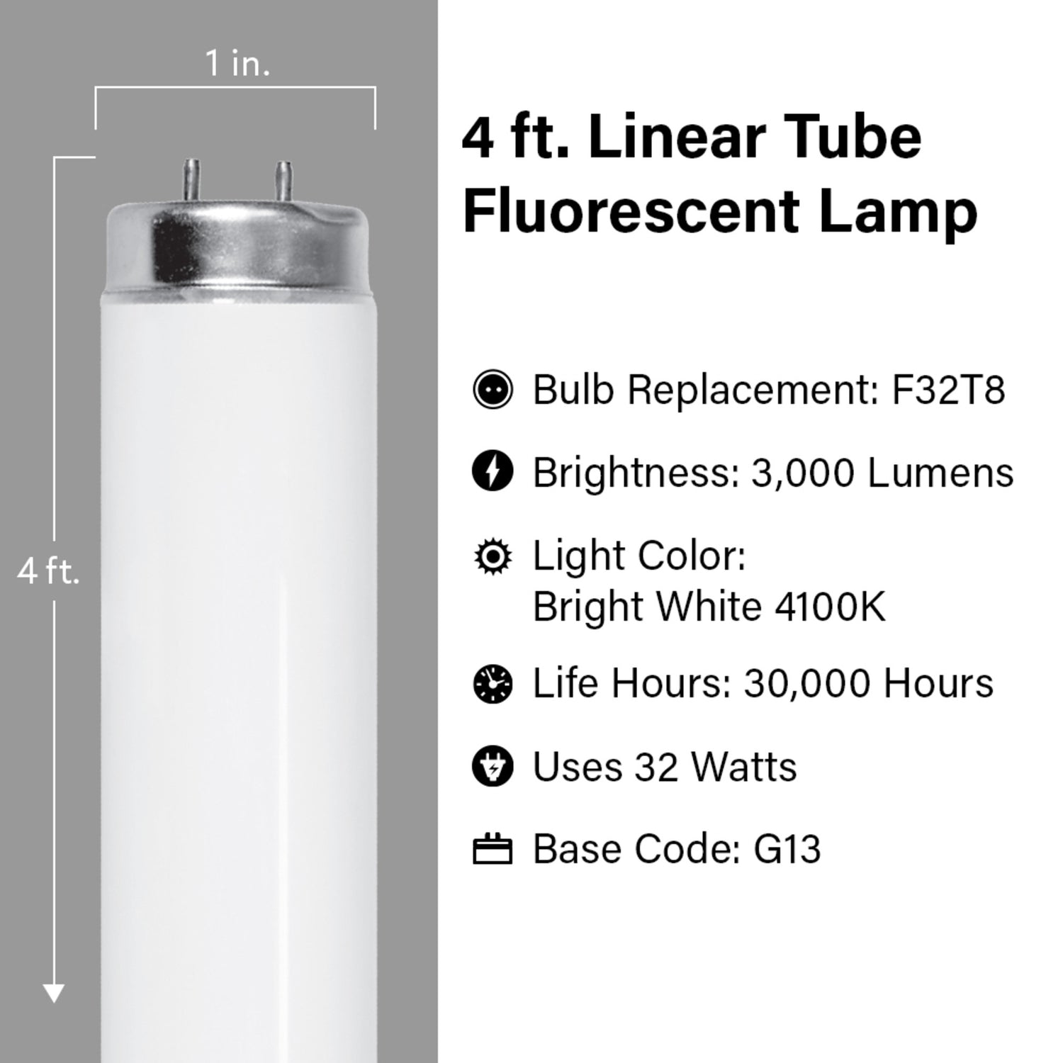 4 ft. 32W Cool White (4100K) T8 G13 Base High Output Fluorescent Linear Tube (10-Pack)