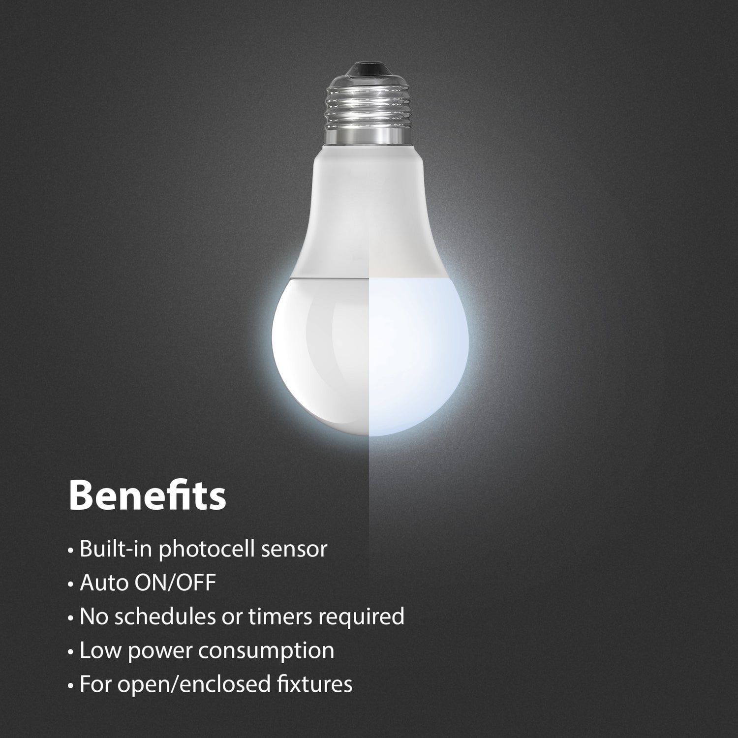 8.8W (60W Replacement) Daylight (5000K) A19 Dusk to Dawn Outdoor LED Light Bulb