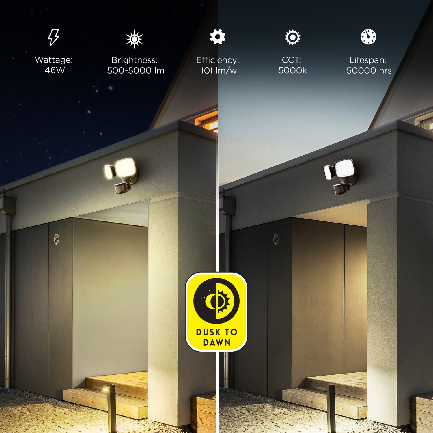 28W Bronze Outdoor Integrated LED Flood Light with Motion Sensor
