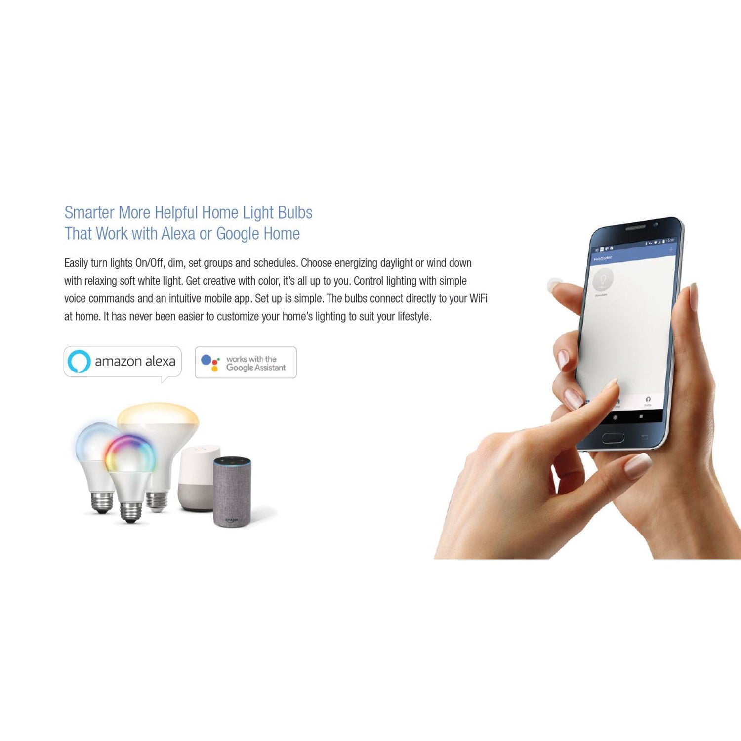 9W (60W Replacement) Color Changing A19 Dimmable Alexa Google Smart Bulb (12 3-Packs)
