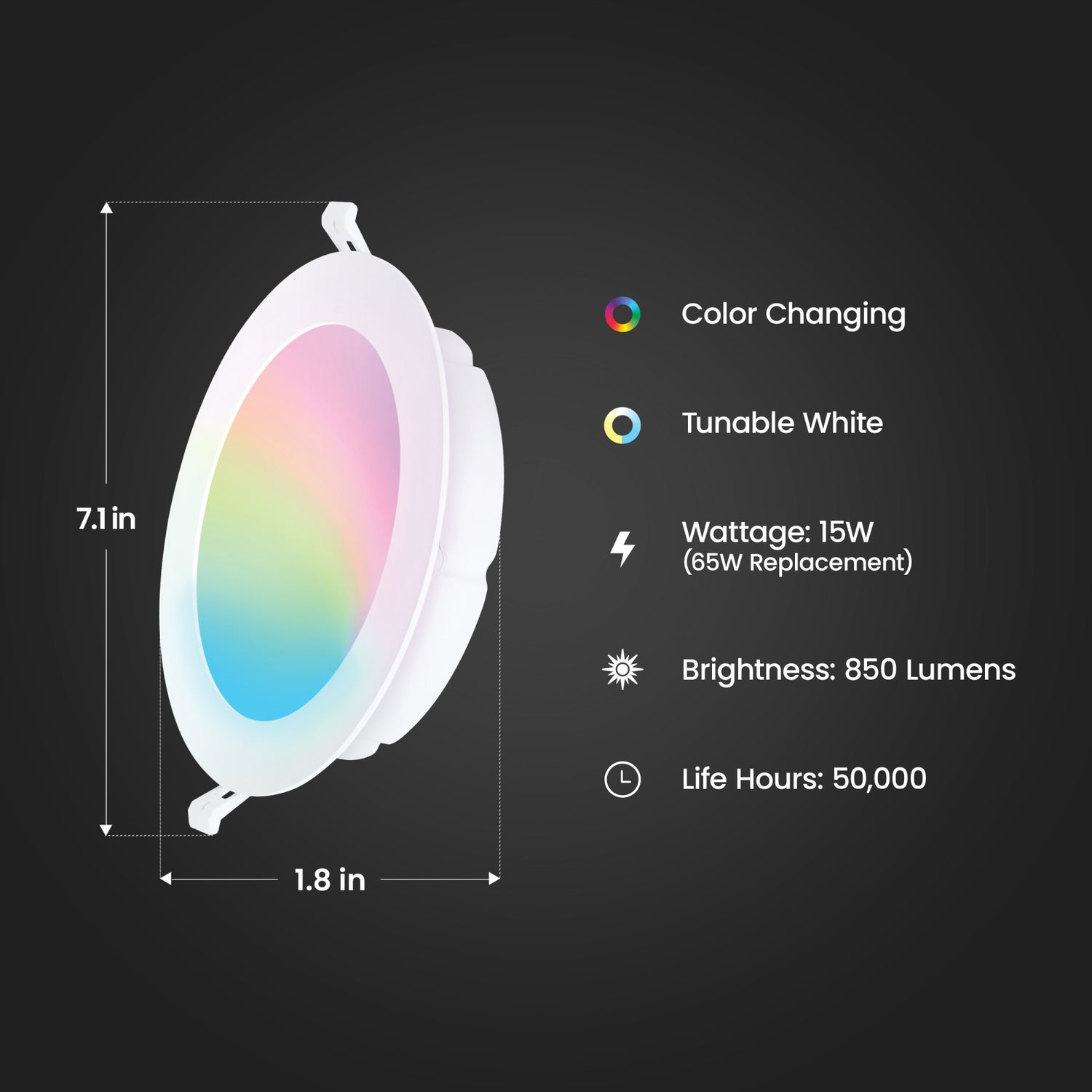 6 in. 15W (65W Replacement) Tethered J-Box Smart Canless LED Downlight
