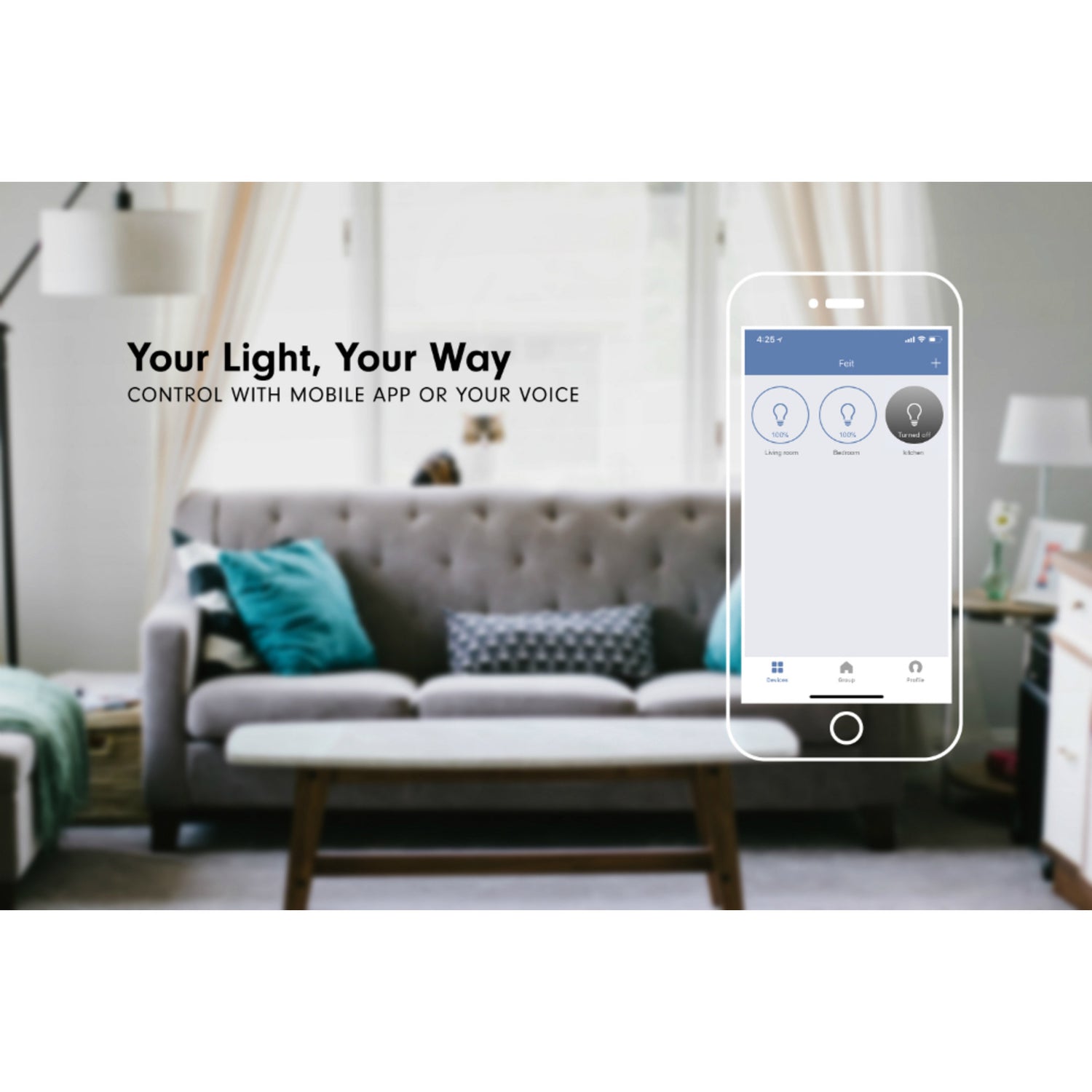 9W (60W Replacement) Color Changing RGBW A19 Alexa Google Smart Wi-Fi Bulb