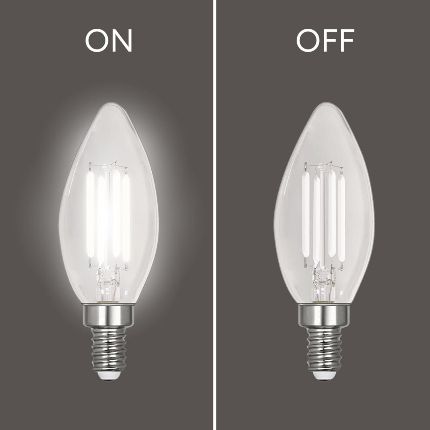 2.2W (25W Replacement) True White (3500K) E12 Base Chandelier B10 Torpedo Tip White Filament Light Bulb (3-Pack)