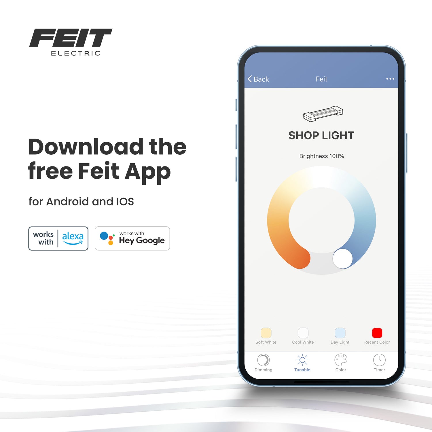 Bot Shop Smart Led 4 ft. 105W Tunable White High Output Smart Wi-Fi LED Shop Light