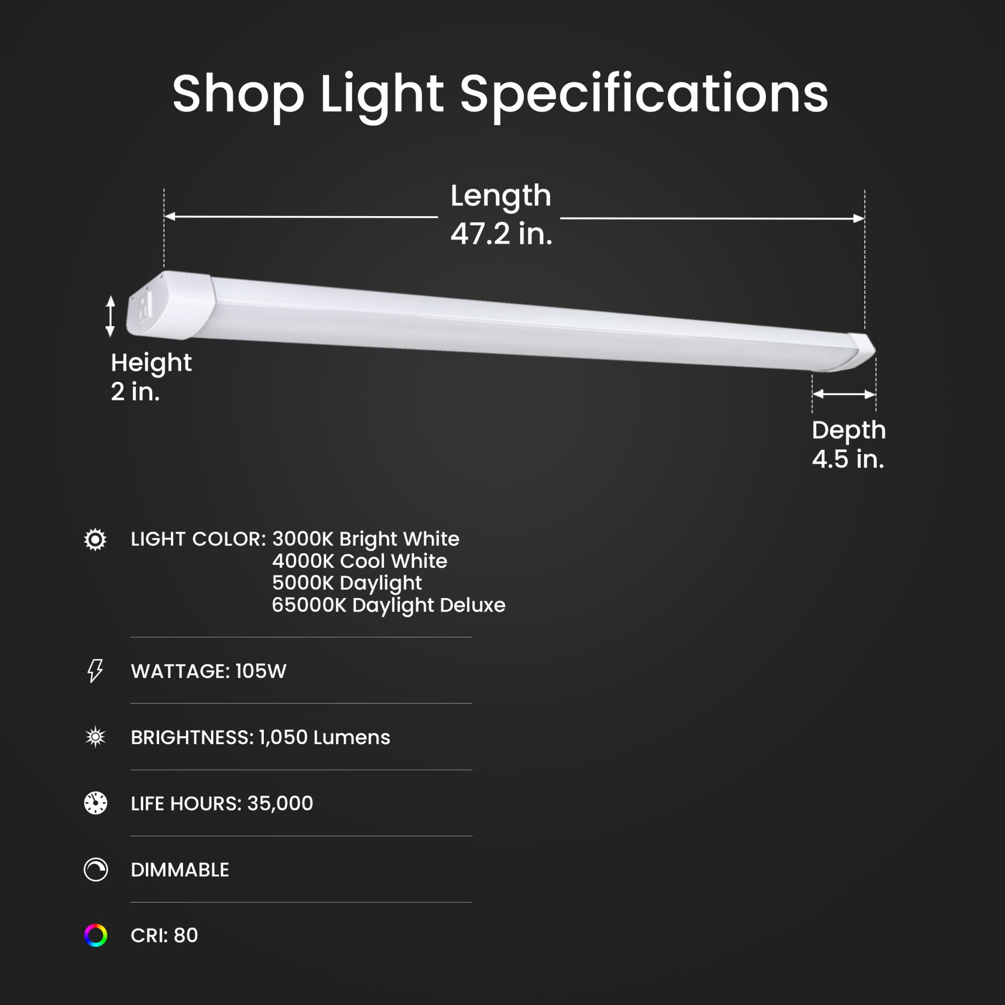4 ft. 105W Tunable White High Output Smart Wi-Fi LED Shop Light
