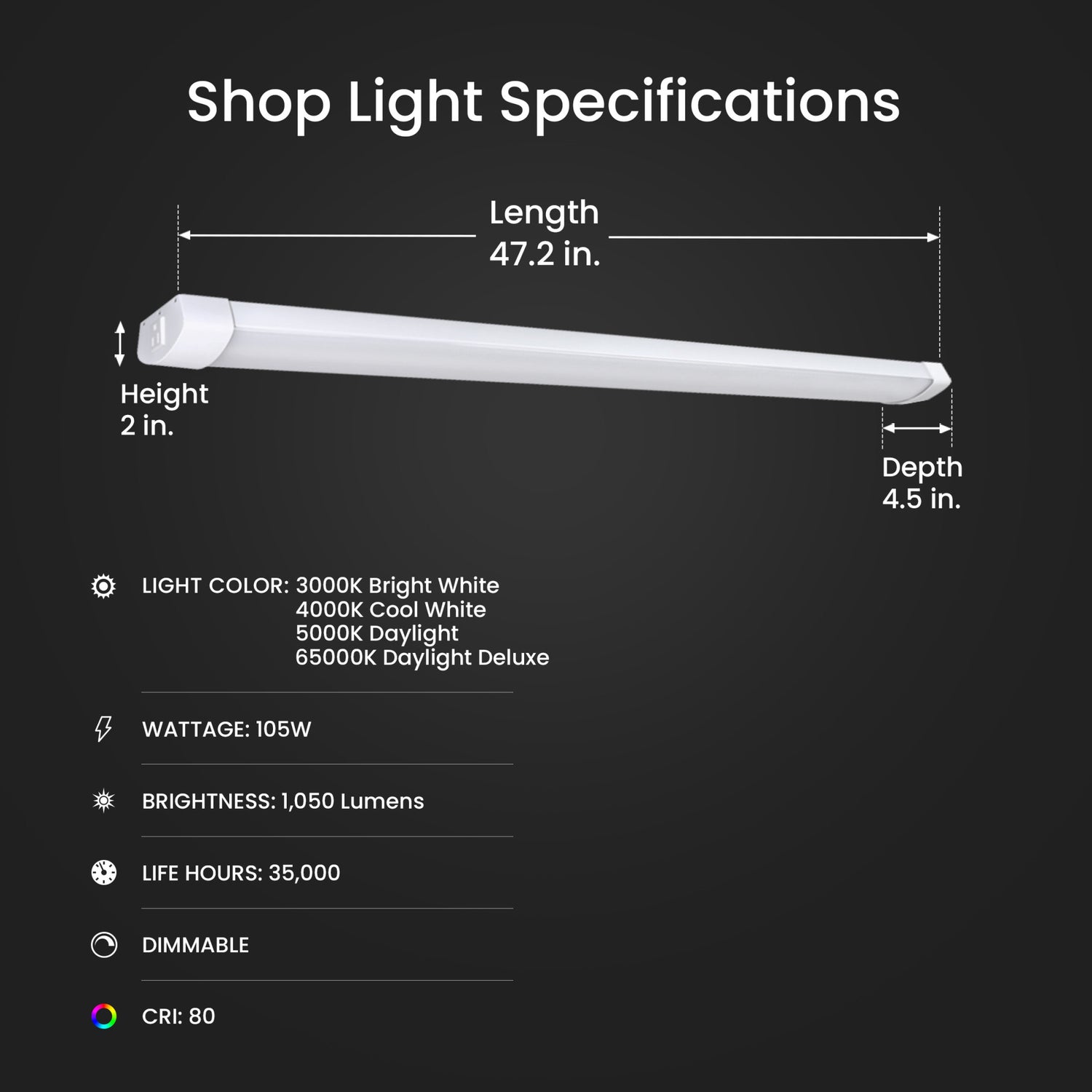4 ft. 105W Tunable White High Output Smart Wi-Fi LED Shop Light