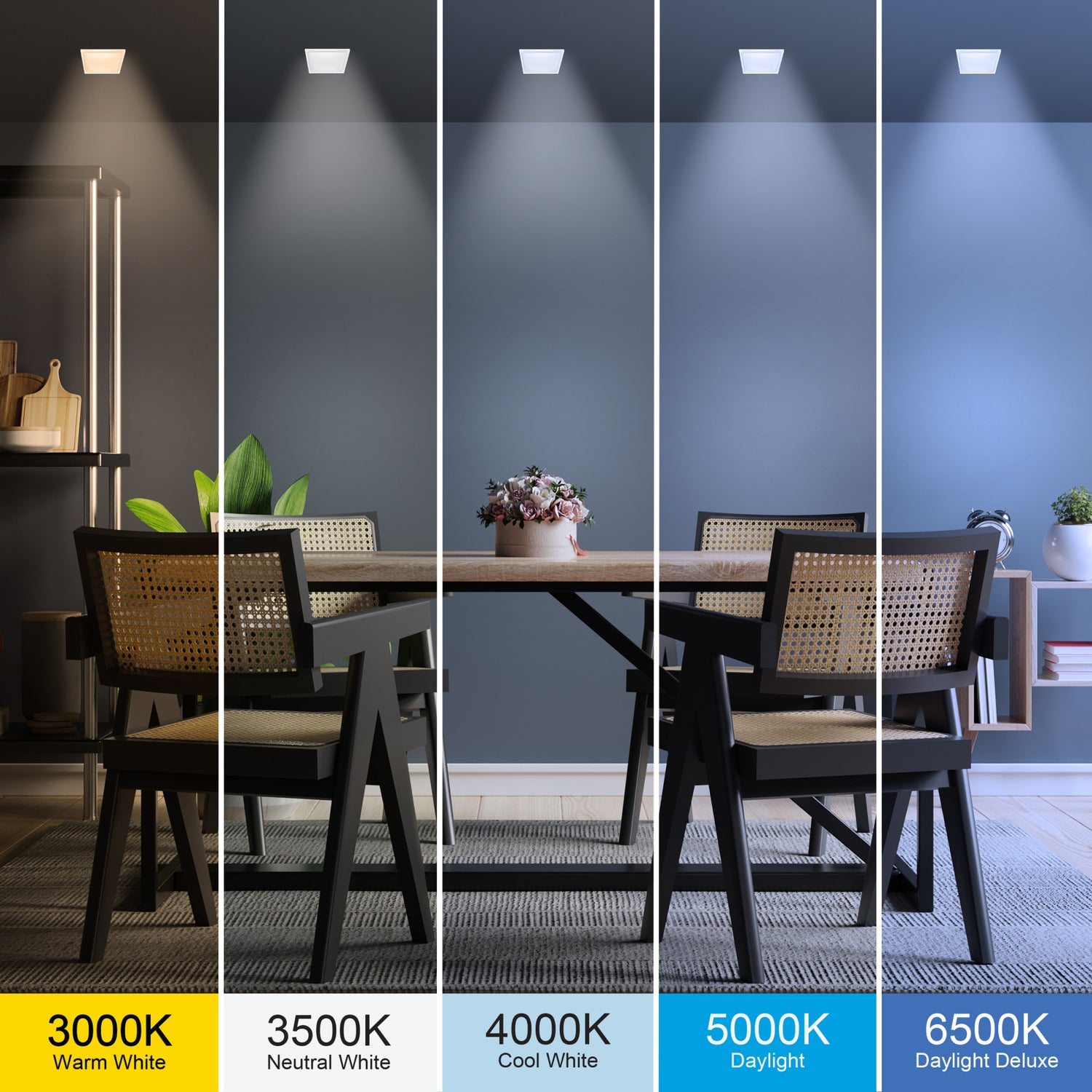 5 in. 7.2W (50W Replacement) Color Selectable (5CCT) White Square Flat Panel Ceiling Downlight