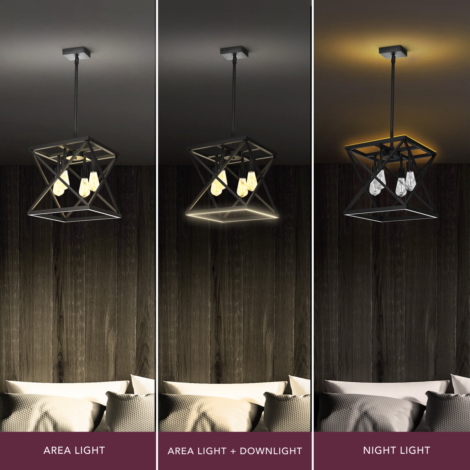 Katalyst Collection LED Decorative 4-Light Criss-Cross Pendant, Matte Black