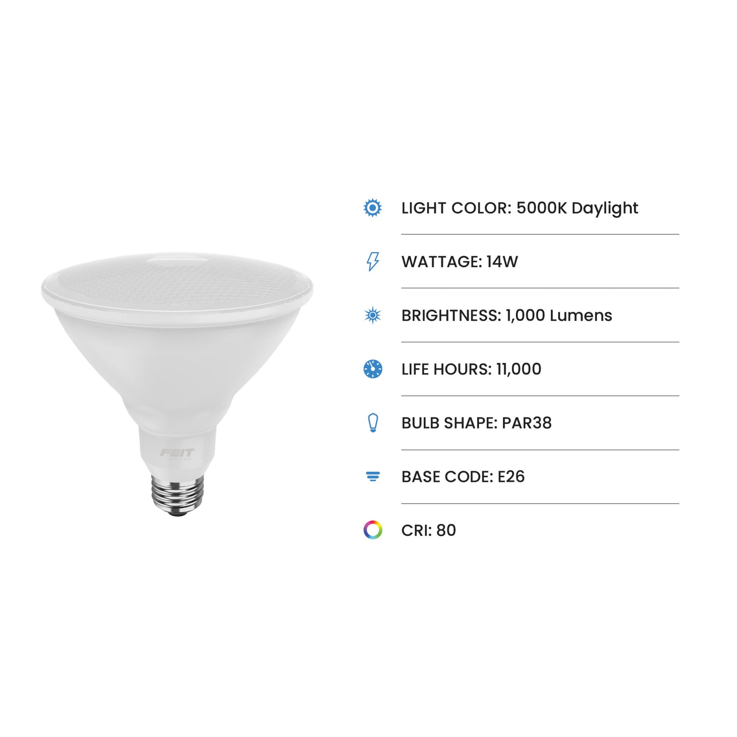 14W (90W Replacement) Daylight (5000K) E26 Base PAR38 Non-Dimmable Reflector LED (2-Pack)