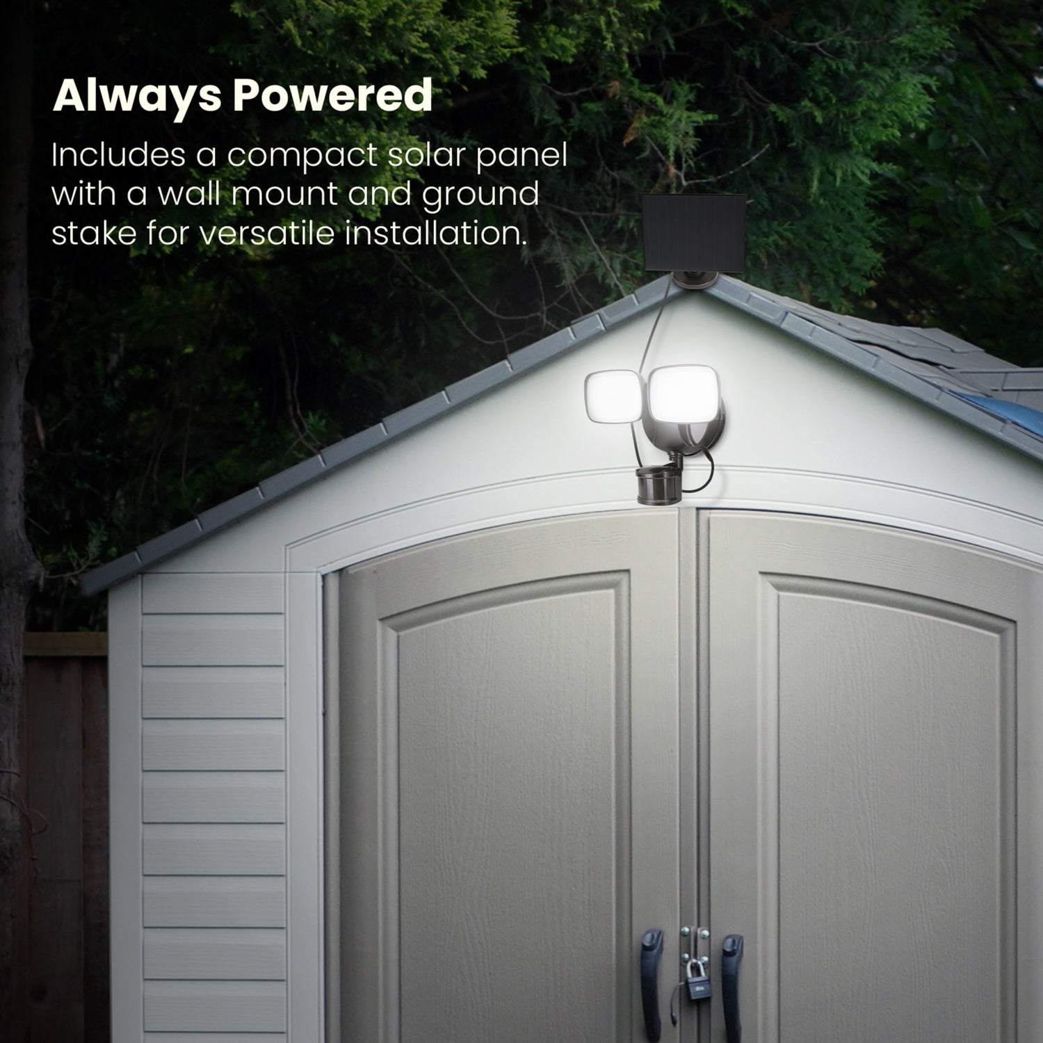 9.5 in. Daylight White (5000K) Bronze Dual Head LED Flood Solar Security Lights with Motion Sensor