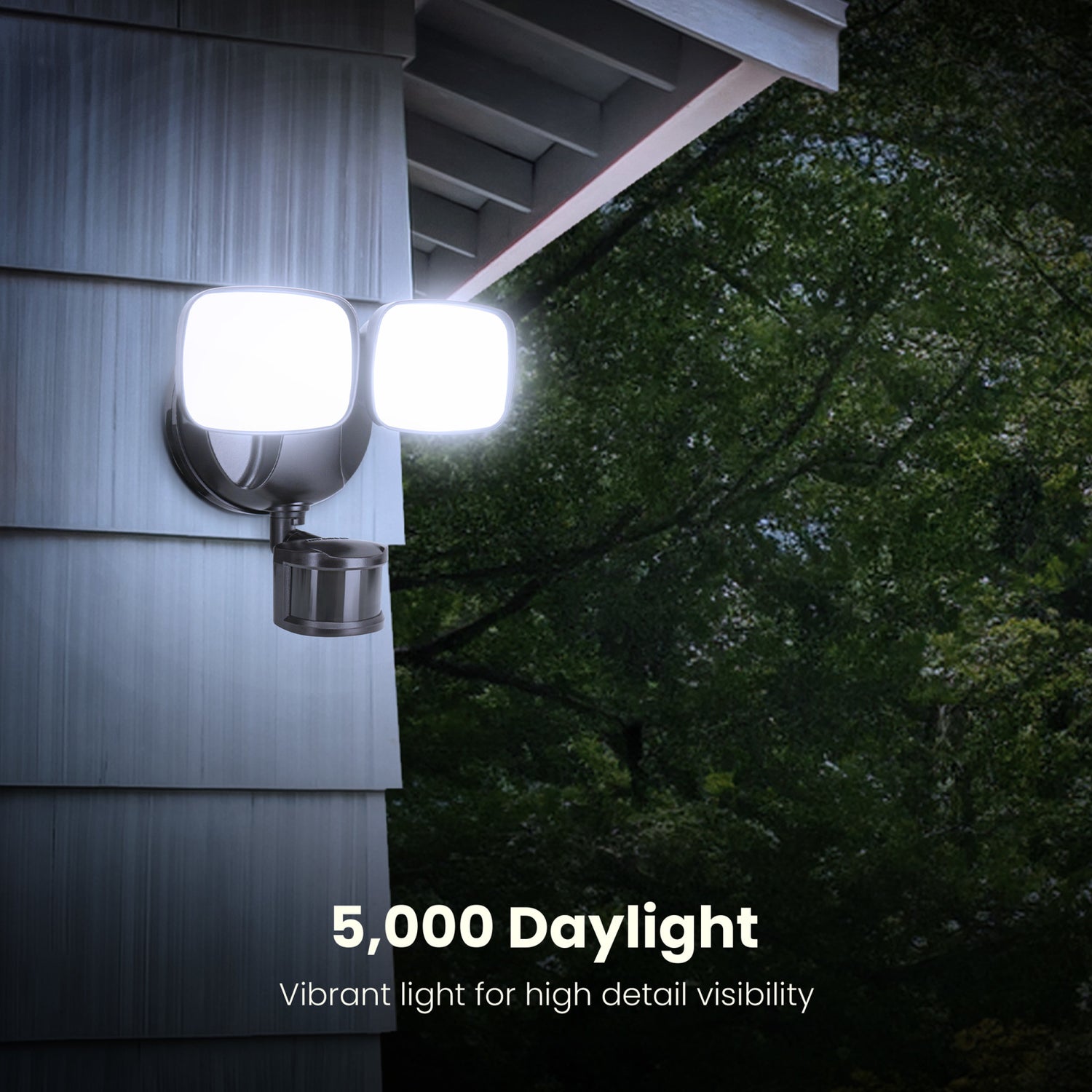 9.5 in. Daylight White (5000K) Bronze Dual Head LED Flood Solar Security Lights with Motion Sensor